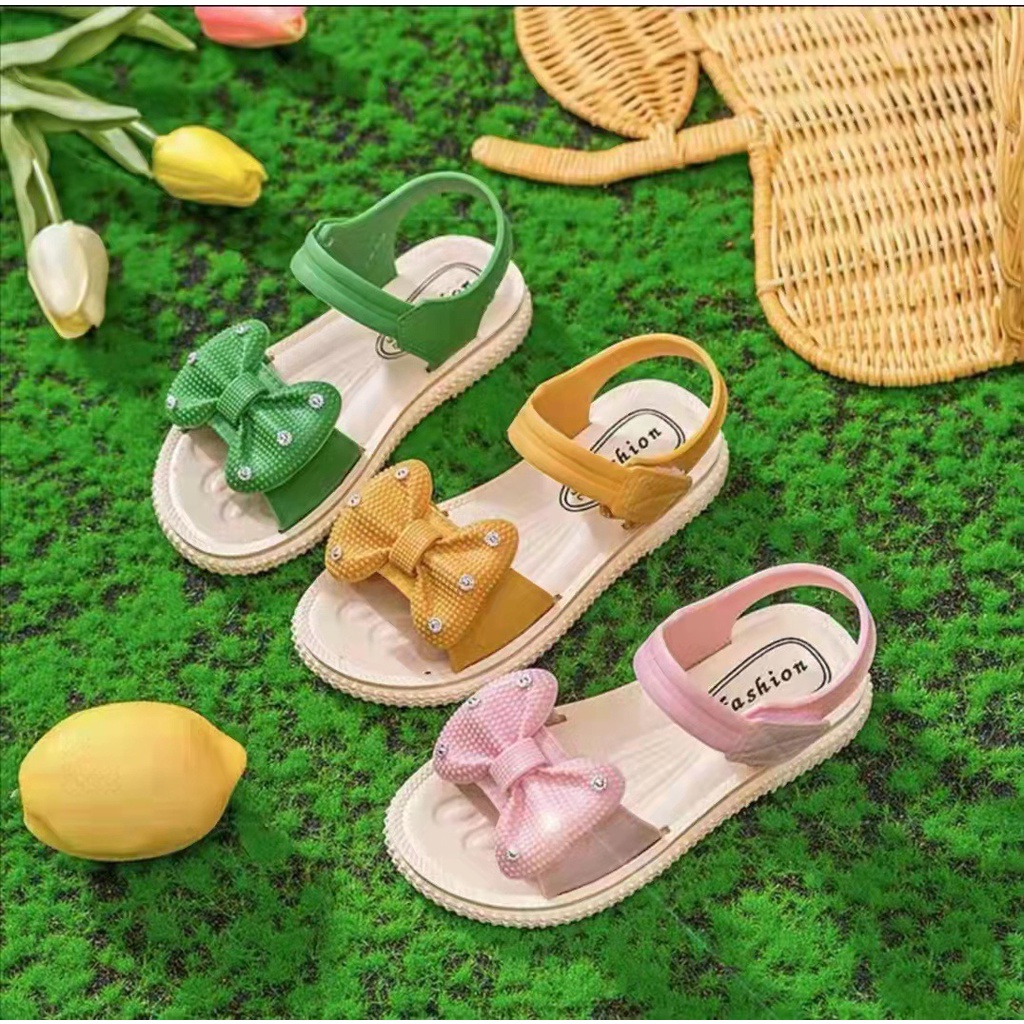 Sandal Anak Karet Jelly Import Pita Permata Glitter part 2 Import / Sandal Anak Perempuan Bahan Karet Model Lucu 2 - 9 Tahun Import