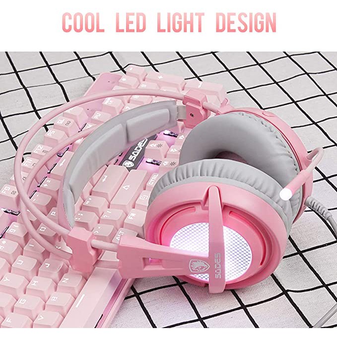 Headset Sades Locust Pink / Sades A6 Pink Gaming Headset