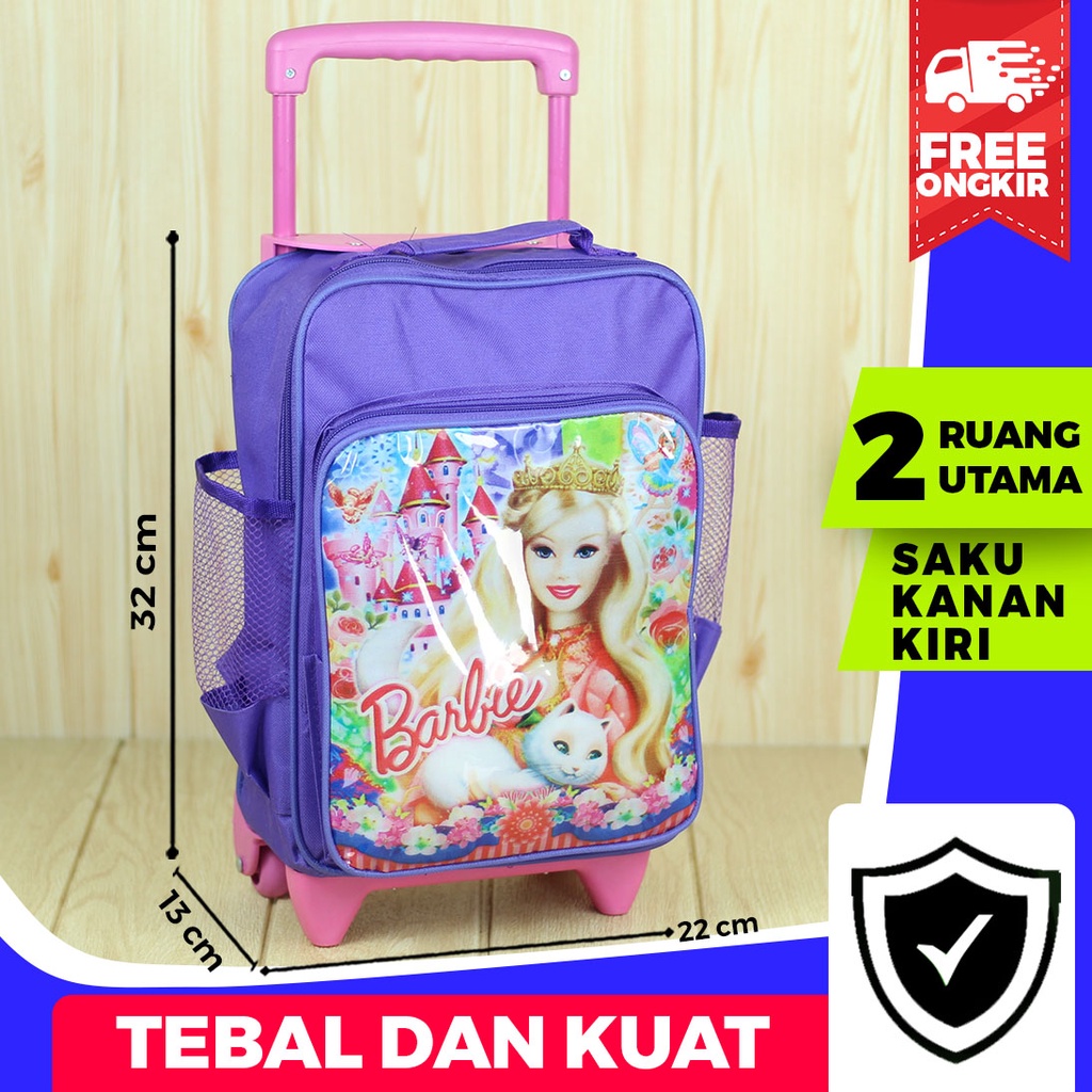 Tas Anak Dorong Barbie Ungu Lucu Ransel Dorong Ukuran Kecil Anak Cewek Desain Simple Trendy Keren