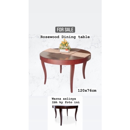 preloved dining table merk ROSEWOOD living meja makan bulat kayu kokoh bekas
