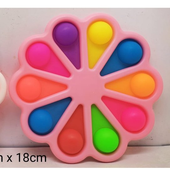 Mainan POP IT Simple Dimple Fidget 6 10 Bubble Stress Relief-10 Bubble Bunga Pink