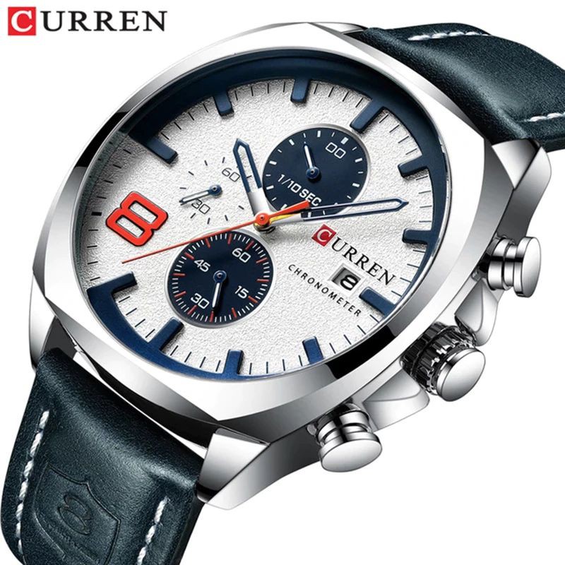 CURREN 8324 Jam Tangan Pria Analog Tali Kulit Chronograph Aktif WATCHKITE WKOS