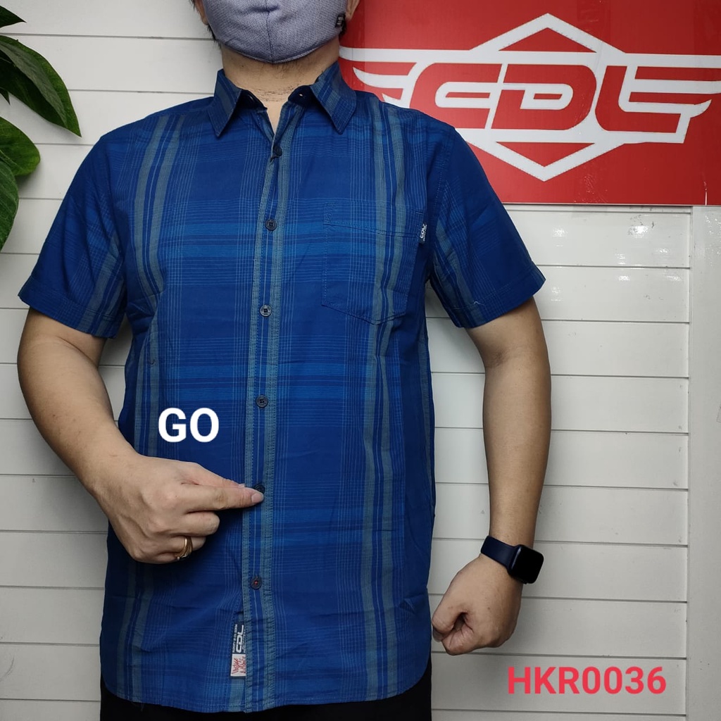 gof KSJ CDL By (CARDINAL) KEMEJA Pakaian Pria Kemeja Hem Casual Reguler Lengan Pendek Garis Distro Original