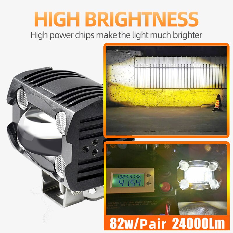 Lx20 90W 24000Lm Lampu Kabut Depan Sepeda Motor Mobil SUV ATV LED Putih Kuning Tahan Air