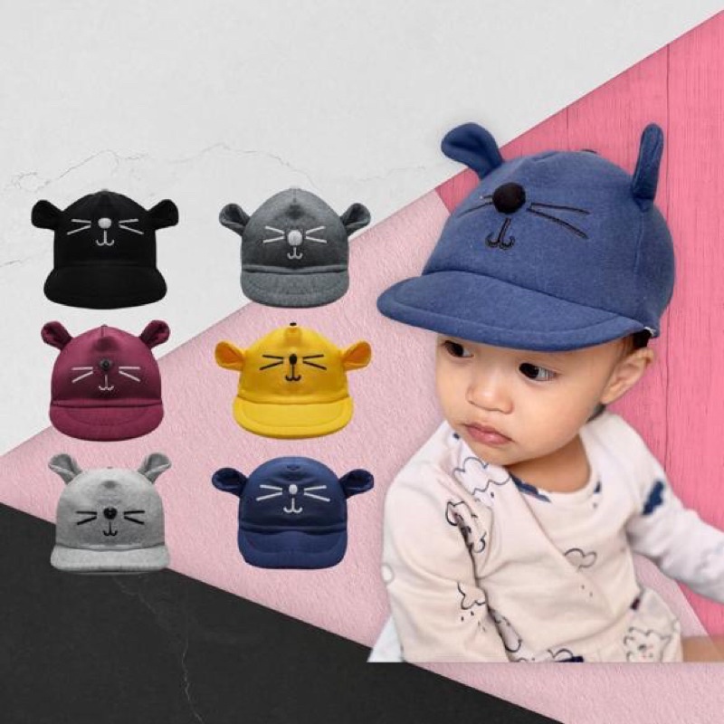 Topi Bayi Karakter Kucing Laki Laki Perempuan Usia New Born 0 - 3 Tahun