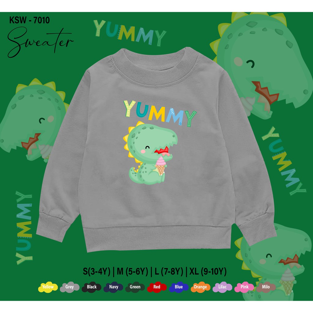 SWEATER ANAK -ANAK / BAJU  KIDS 1-10THN / BAHAN FLEECE PREMIUM ADEM / YUMMY DINO / UNISEX