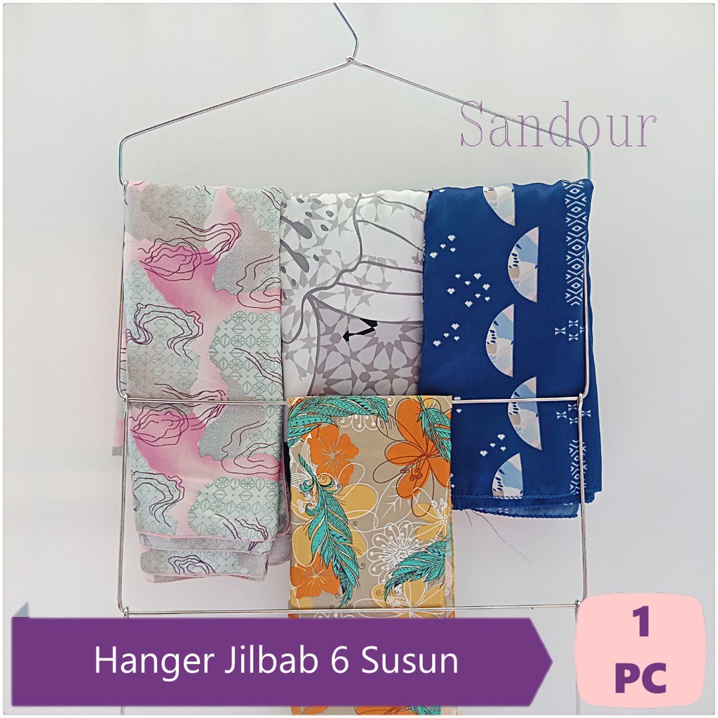 Gantungan Jilbab 6 Susun Kawat Besi Hanger Organizer Hijab Sandour HJL