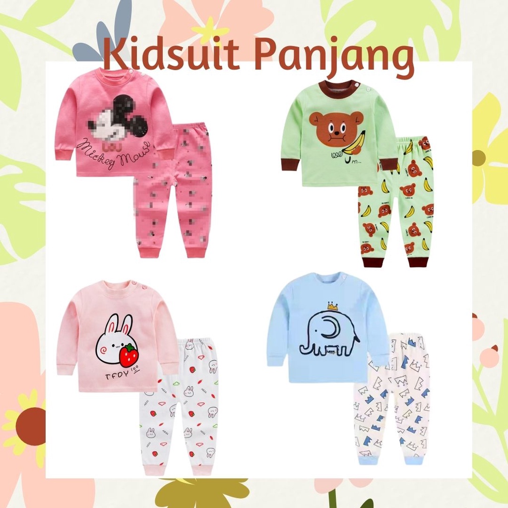 Plazababyku KIDS SUIT PANJANG H5 Setelan Anak Bahan Kaos Lengan + Celana Berkualitas Import NEW4