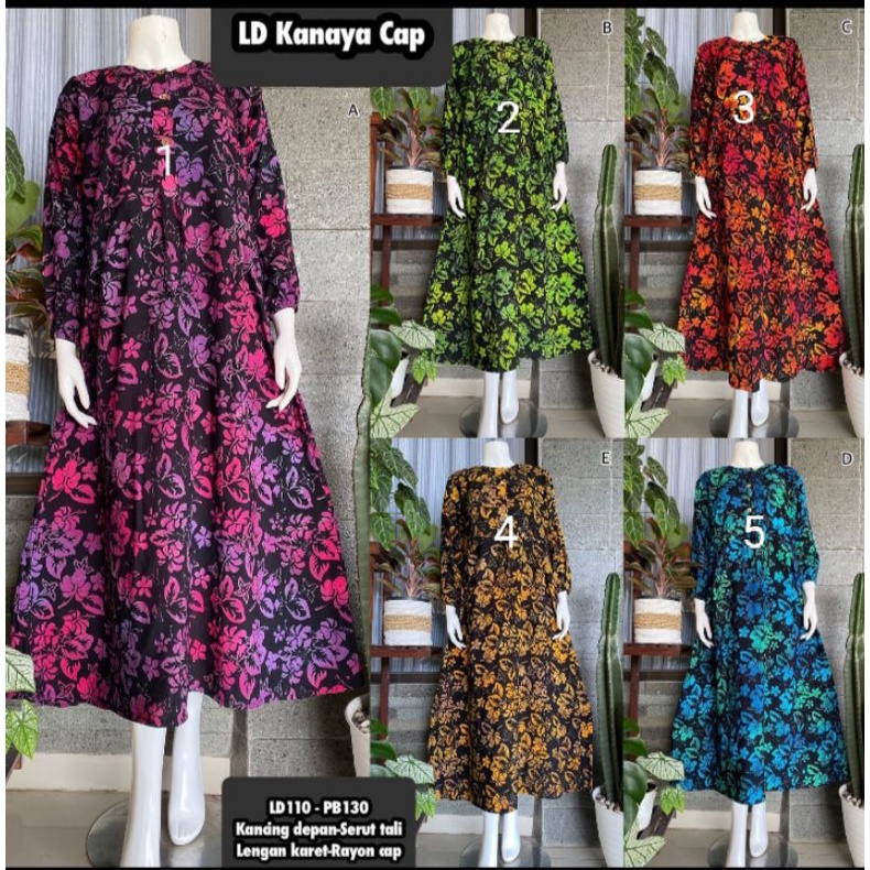 Daster Muslim Kanaya Batik Cap LD 110cm Kancing Depan