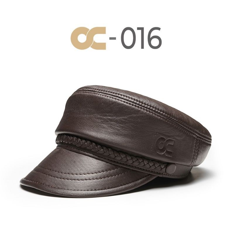 TOPI KULIT PRIA OC 016 KUALITAS PREMIUM KULIT DOMBA ASLI GARUT MODEL NAHKODA MODEL POLISI AWET KEREN