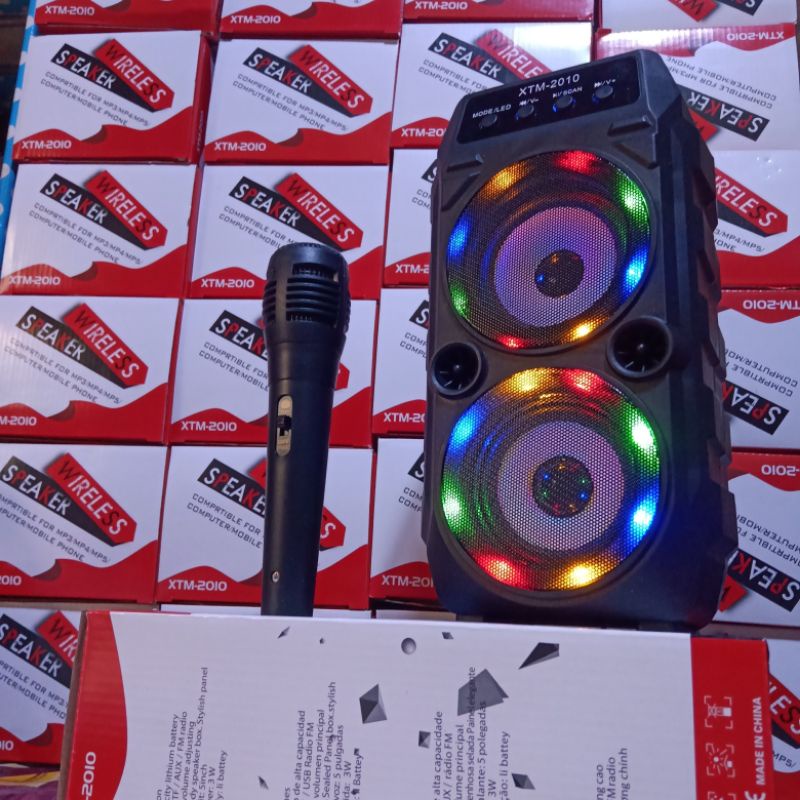 speaker bluetooth super bass, speaker bluetooth XTM 2010 free mic bisa karoke