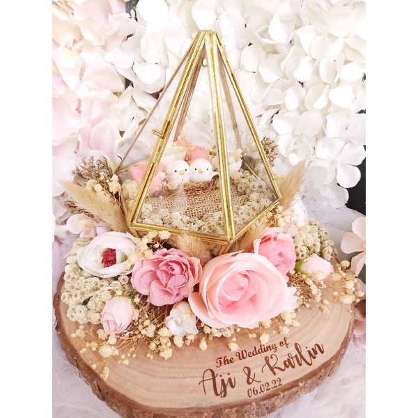kotak tempat cincin ring bearer elegan seserahan mahar pernikahan logam mulia tunangan miniatur buru
