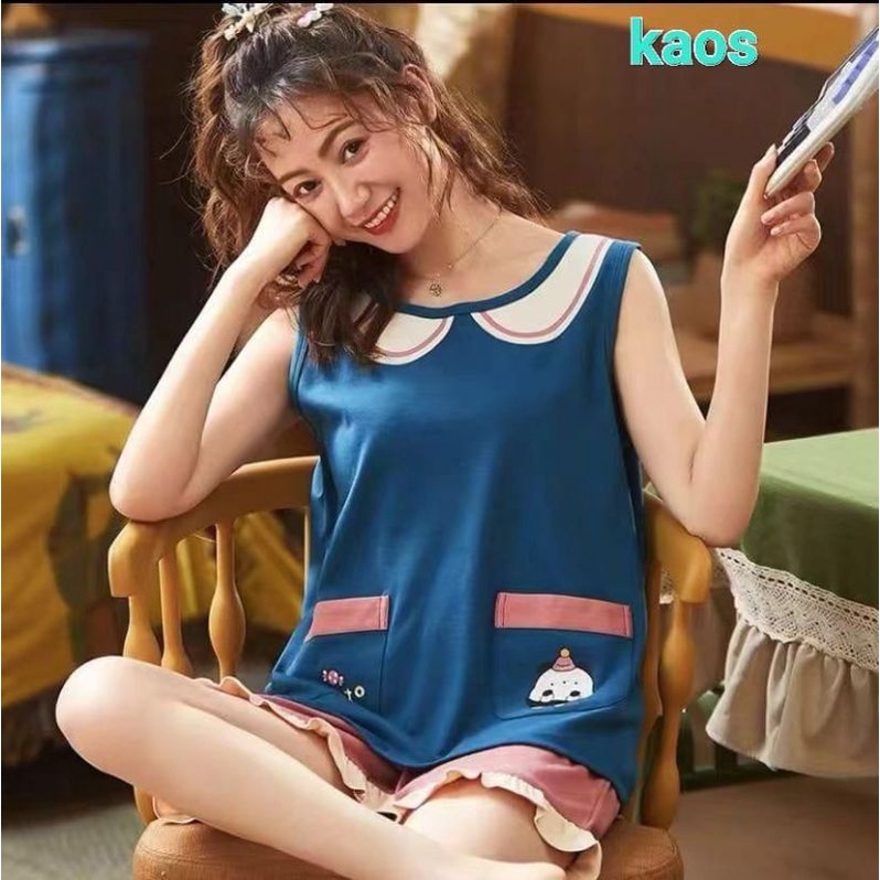 BAJU TIDUR WANITA KAOS IMPORT / PIYAMA WANITA SINGLET KAOS