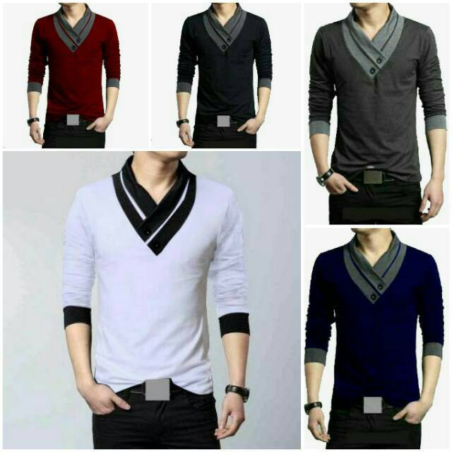 SERBA LAKI LELAKI JANTAN LEBARAN / BOSBAJU - Kaos Pria Lengan Panjang Korea Terbaru Kaos Gaul Krah V