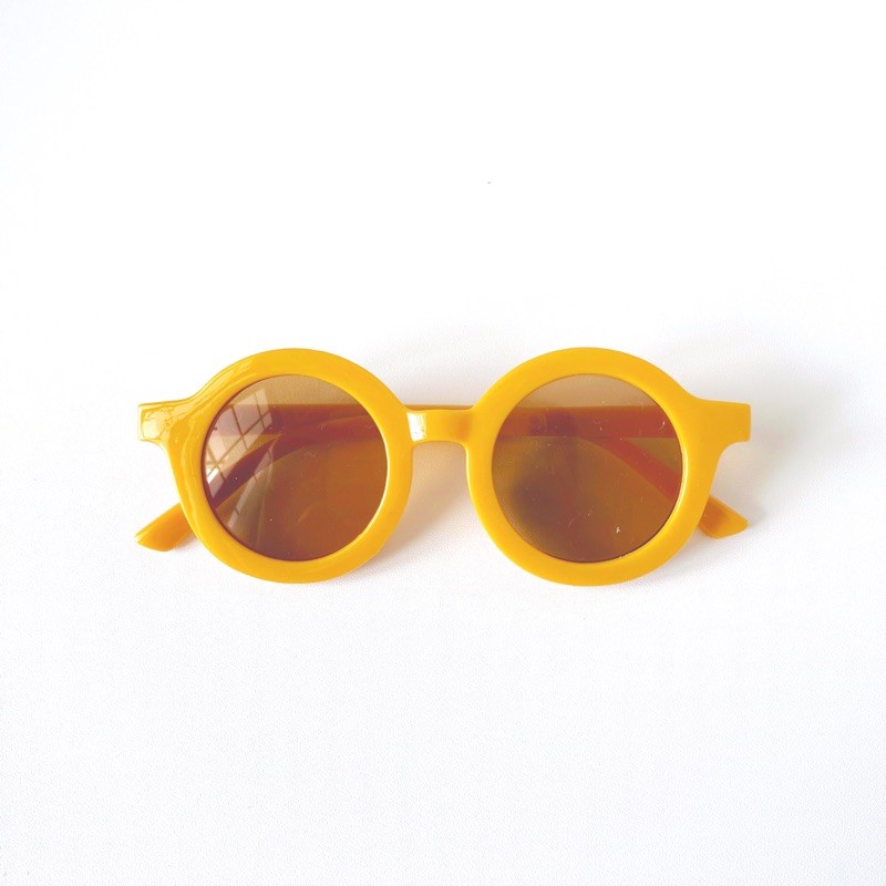 Little Whimsea Retro Sunnies / Kacamata Hitam Anak Unisex bentuk O/Kacamata Anak-Glossy Mustard