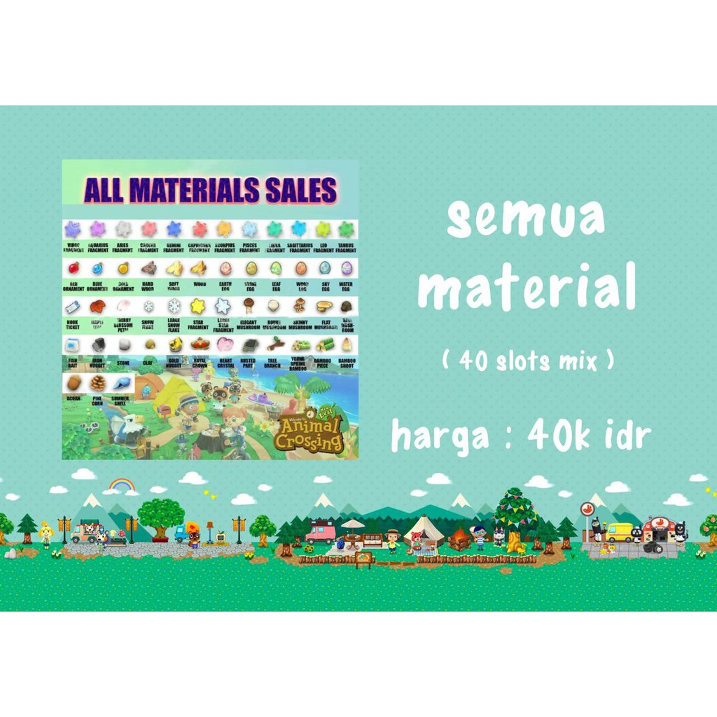 MATERIAL ANIMAL CROSSING PER ITEMS CUMA 1000