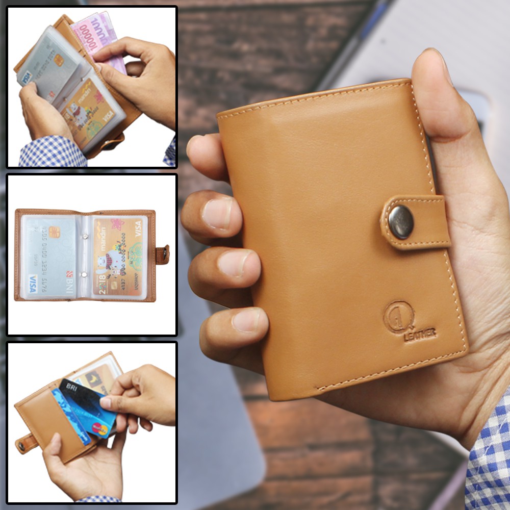 FUSION WALLET - DOMPET KARTU DOMPET KULIT MINI CARD ORGANIZER BAHAN KULIT SAPI ASLI 16 SLOT ATM ADA SLOT UANG KERTAS PRAKTIS EMBOSS QI LEATHER *TERMASUK BOX