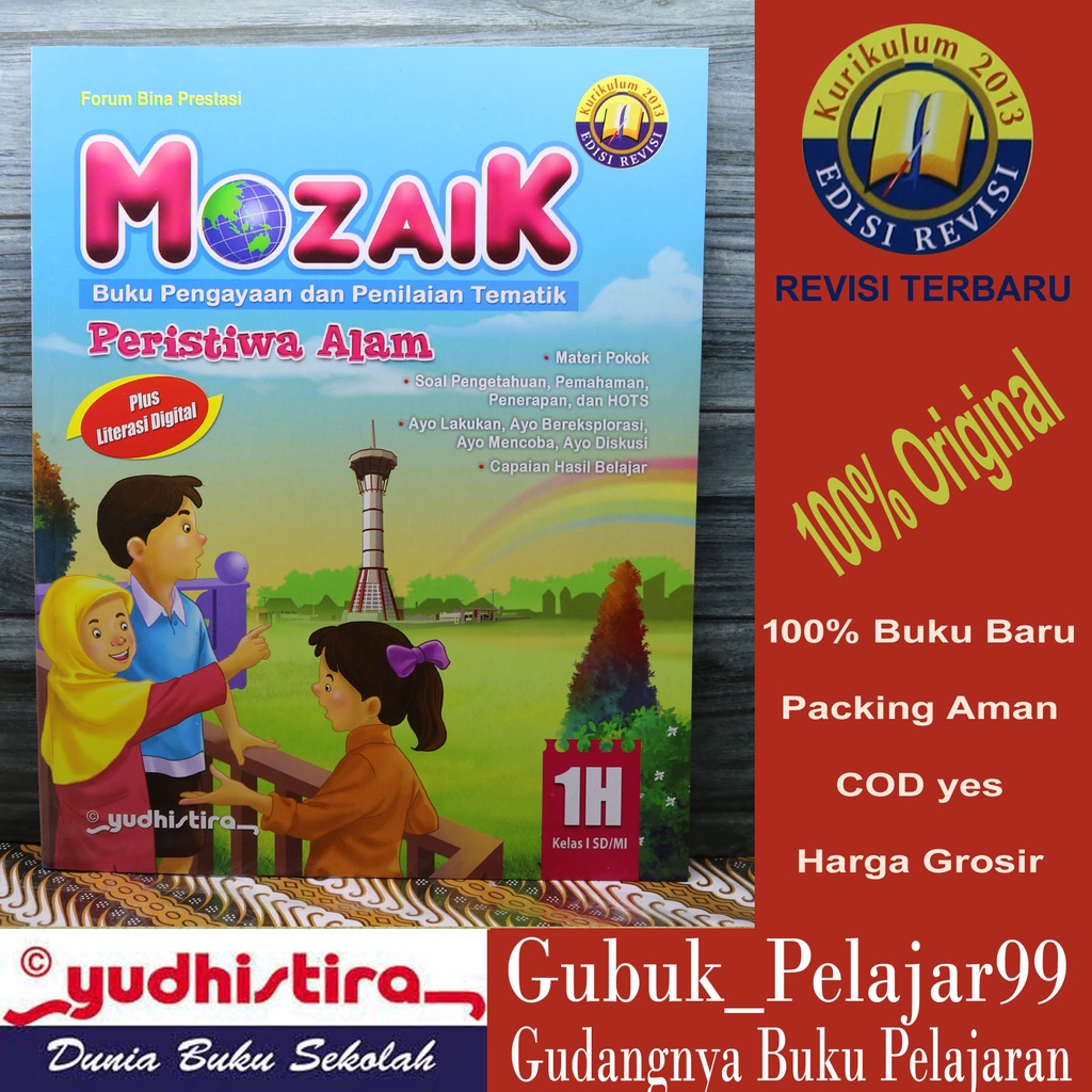 MOZAIK Tematik Kelas 1H Revisi Terbaru YUDHISTIRA Original BOOK