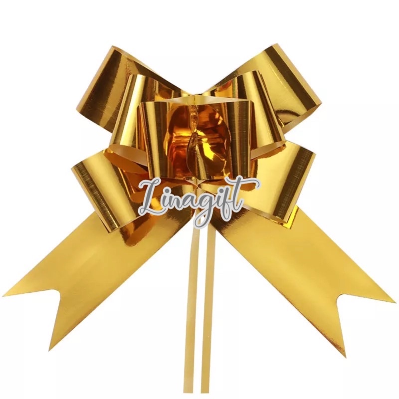 PITA TARIK JEPANG / PITA SERUT METALIK 50CM / PITA RENDA SOUVENIR / PITA JADI / PITA KADO PLASTIK / HIASAN PARCEL HAMPER - PULL BOW METALLIC PLASTIC RIBBON