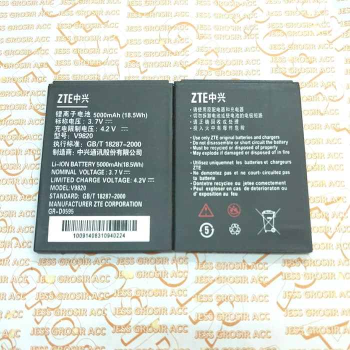 Baterai Battery Original ZTE Blade A5 Bolt V9820 4G Lte N986 Andromax V V1 V2 Li3823T43P3h735350