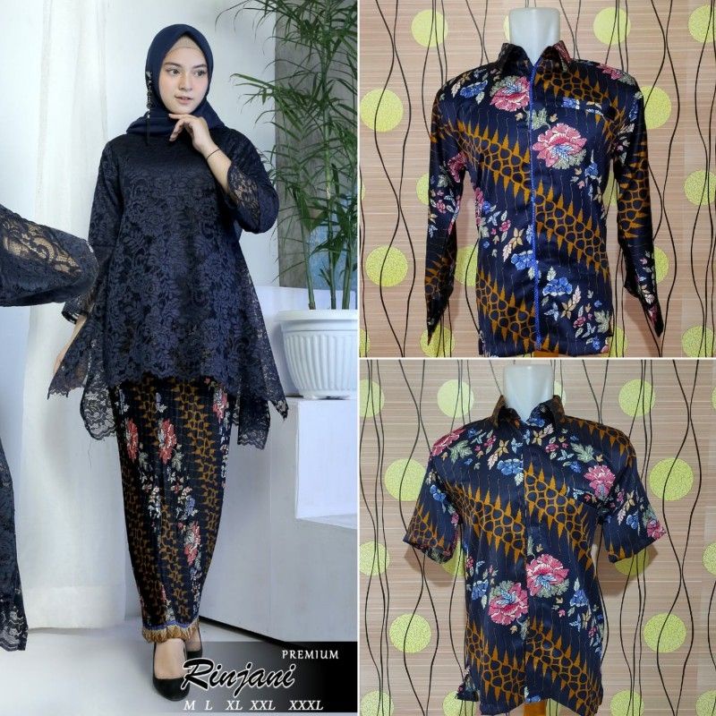 IndahKebaya | COUPLE KEBAYA JUMBO SAMPAI LD 130CM / KEMEJA BATIK CASUAL PRIA / KEBAYA RINJANI BROKAT