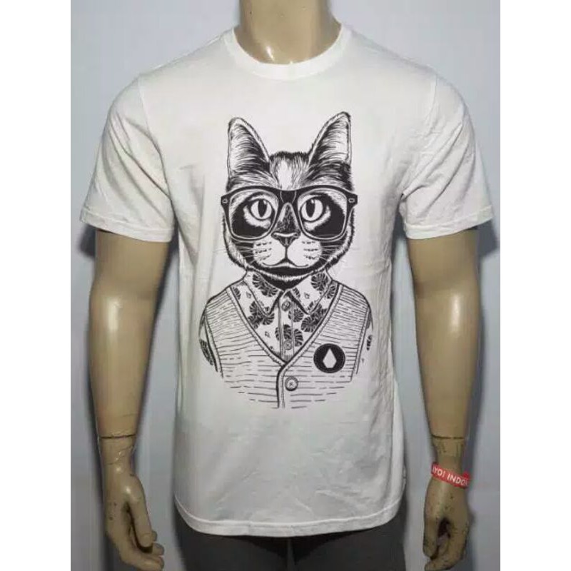 Kaos volcom msf hipster cat ft white original