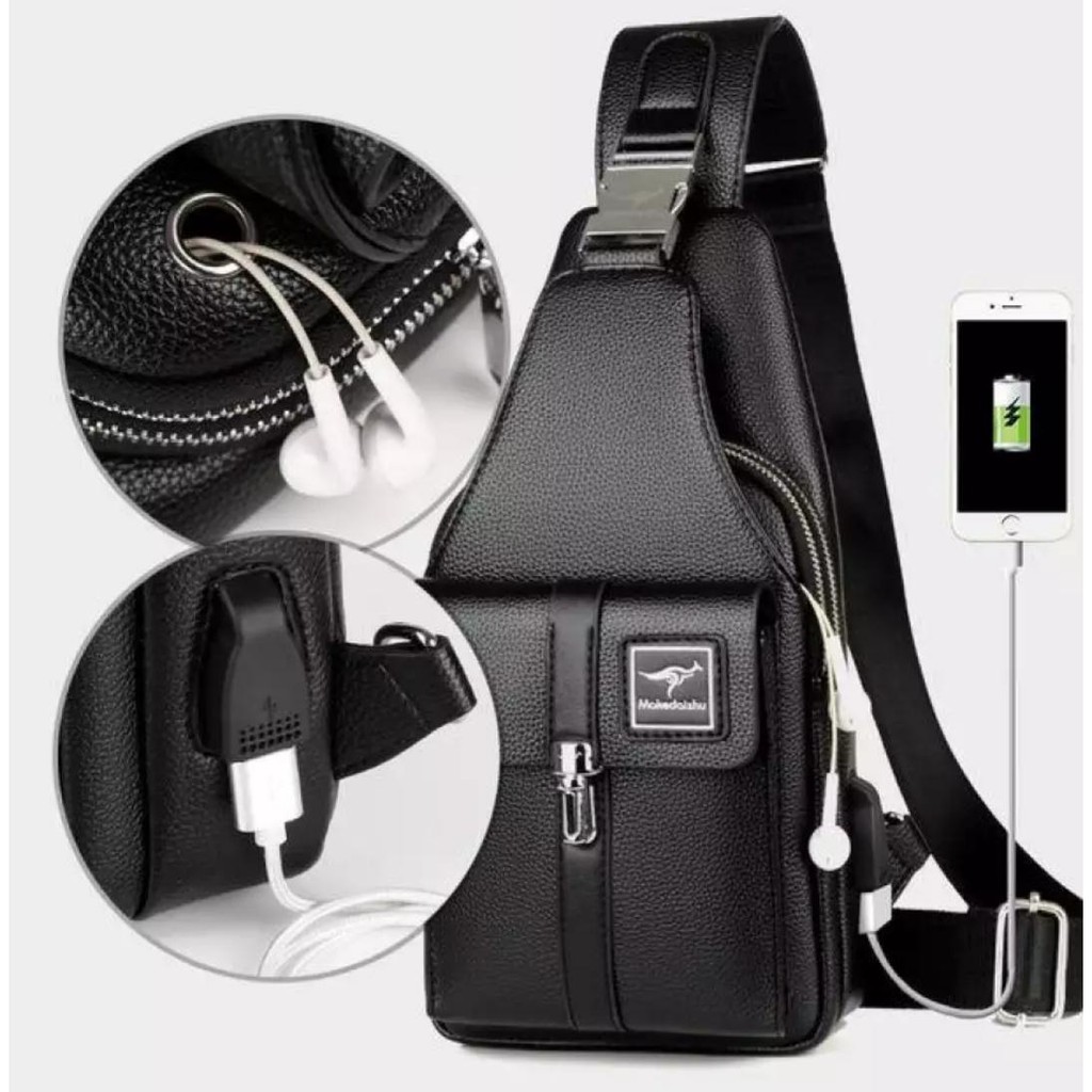 TANMESSO 5IN1 BAYAR DITEMPAT-BONUS JAM LED,DOMPET &amp; USBPORT&amp;HEADSET TAS SELEMPANG PRIA