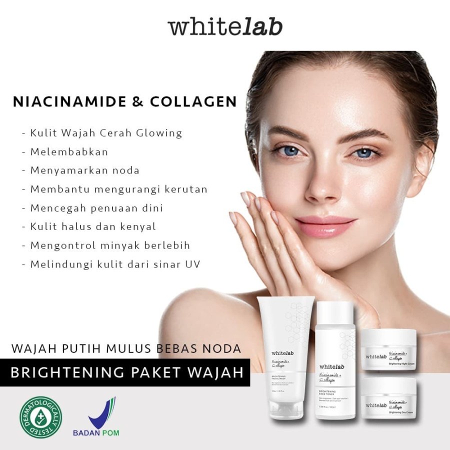 Whitelab Brightening Paket Wajah Tanpa Serum  (FREE POUCH)