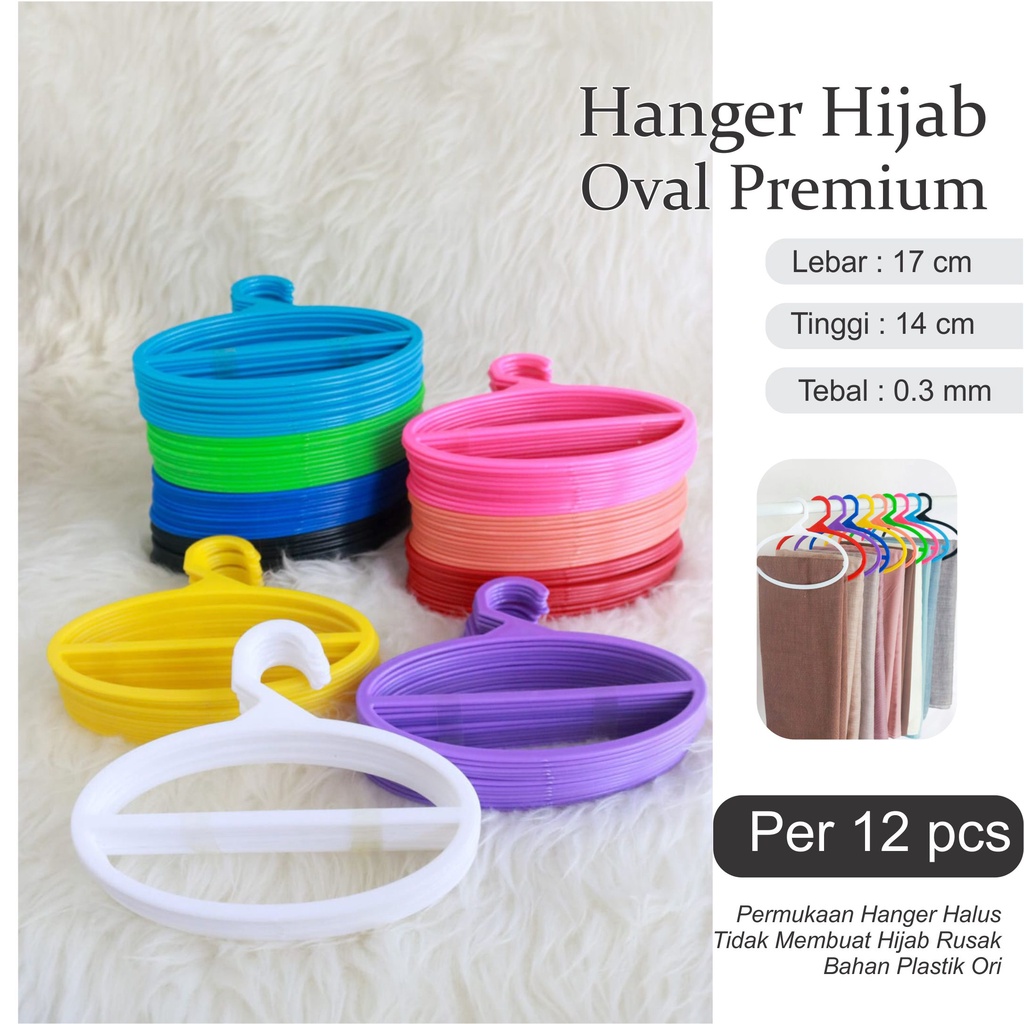 Hanger gantungan Jilbab Hijab Oval perlusin Premium Warna Lengkap