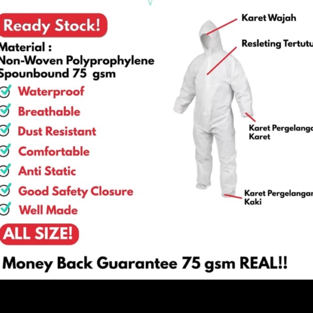 Hazmat suit baju Apd over all / medis