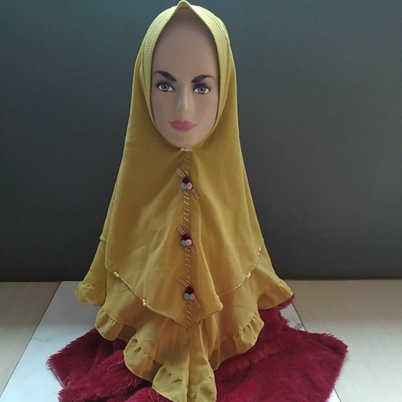 jilbab ceruty babydol premium 2 layer standar khusus warna lemon