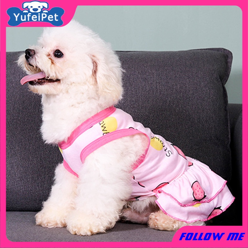 ★〓YUFeiPet〓★ Dog Summer Clothes Princess Dress Miniskirt Lovely Korean Printing Thin Section of Small and Medium Dog Cat Clothing