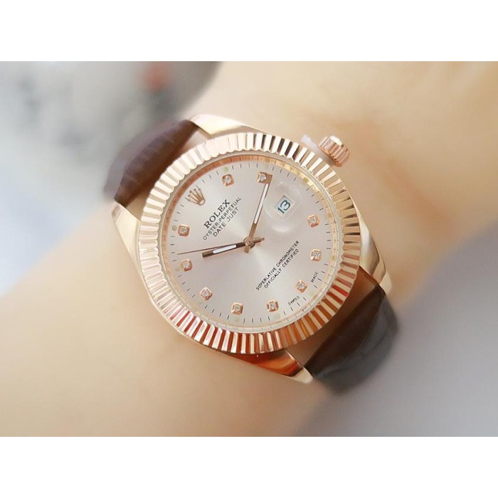 [COD] JAM TANGAN WANITA ANALOG ROLEX OYSTER DATE KULIT 6 WARNA KEREN KOLEKSI KADO TERBARU