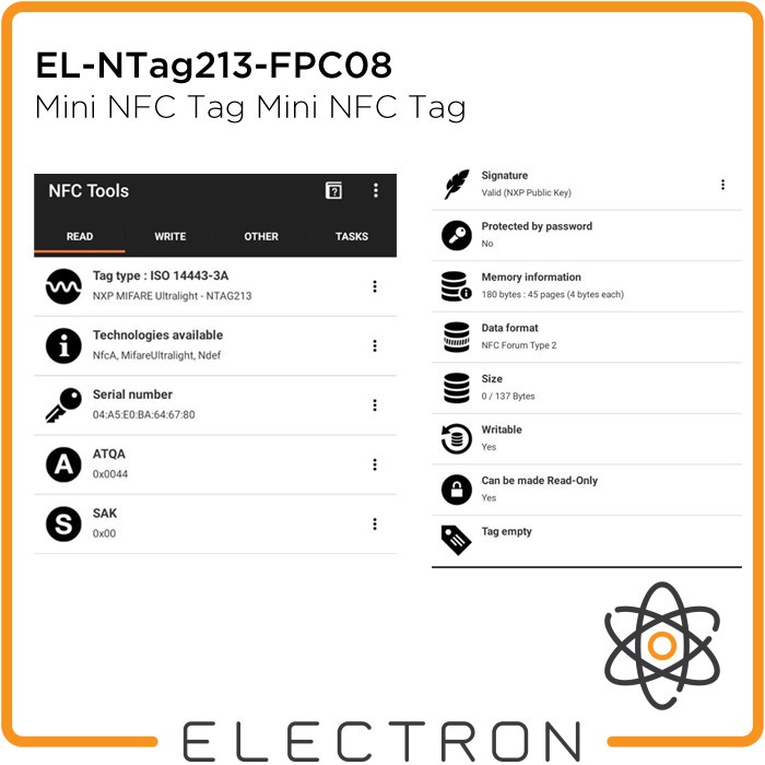 EL-NTag213-FPC08 NXP FPC Label Mini 8mm NFC RFID 13.56MHz Tag NXP NTag RFID