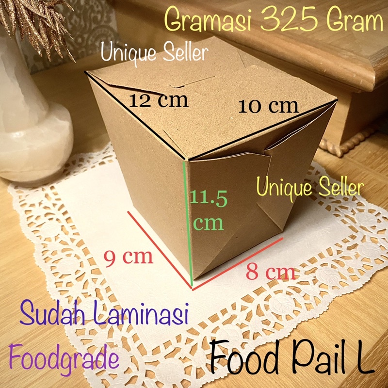 Food Pail L Laminasi / Dus Box Kotak Makan Kraft L / Food Pail Kraft L MINIMAL PEMBELIAN 20 PCS