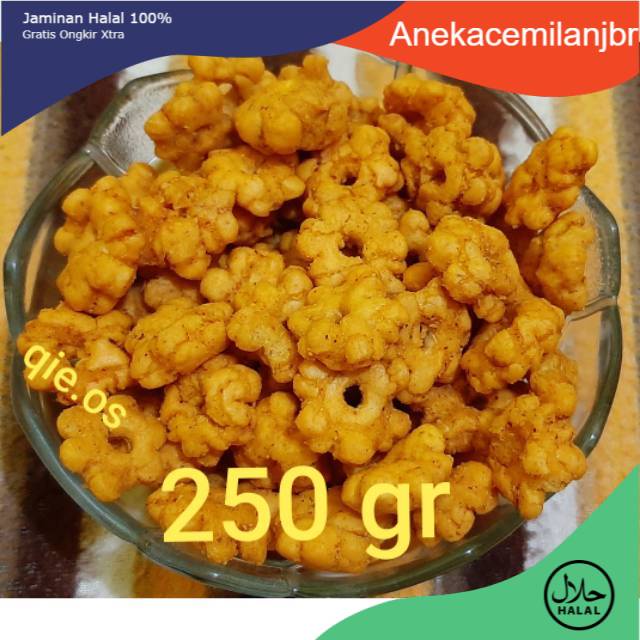

Cemilan Snack kembang ribut 250 gram gurih pedas manis