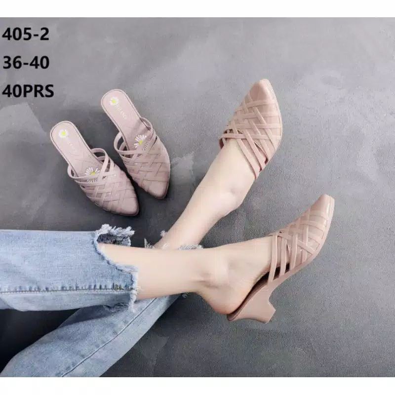 Sepatu slop jelly wedges tinggi 6 cm