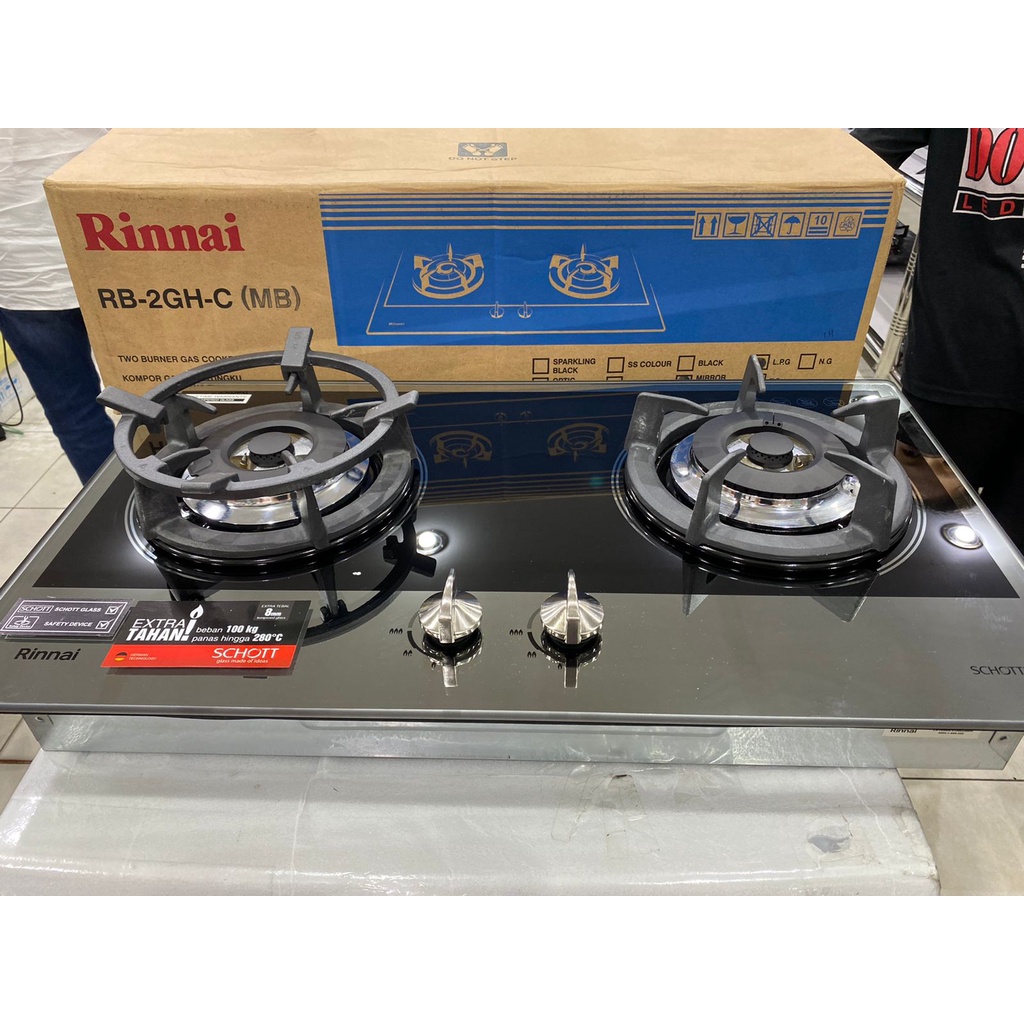 KOMPOR TANAM, BUILT IN STOVE RINNAI RB-2GH-C MIRROR BLACK