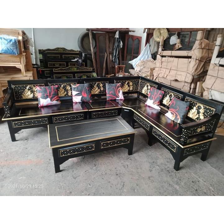 Kursi Tamu Sudut Pojok Minimalis Kayu