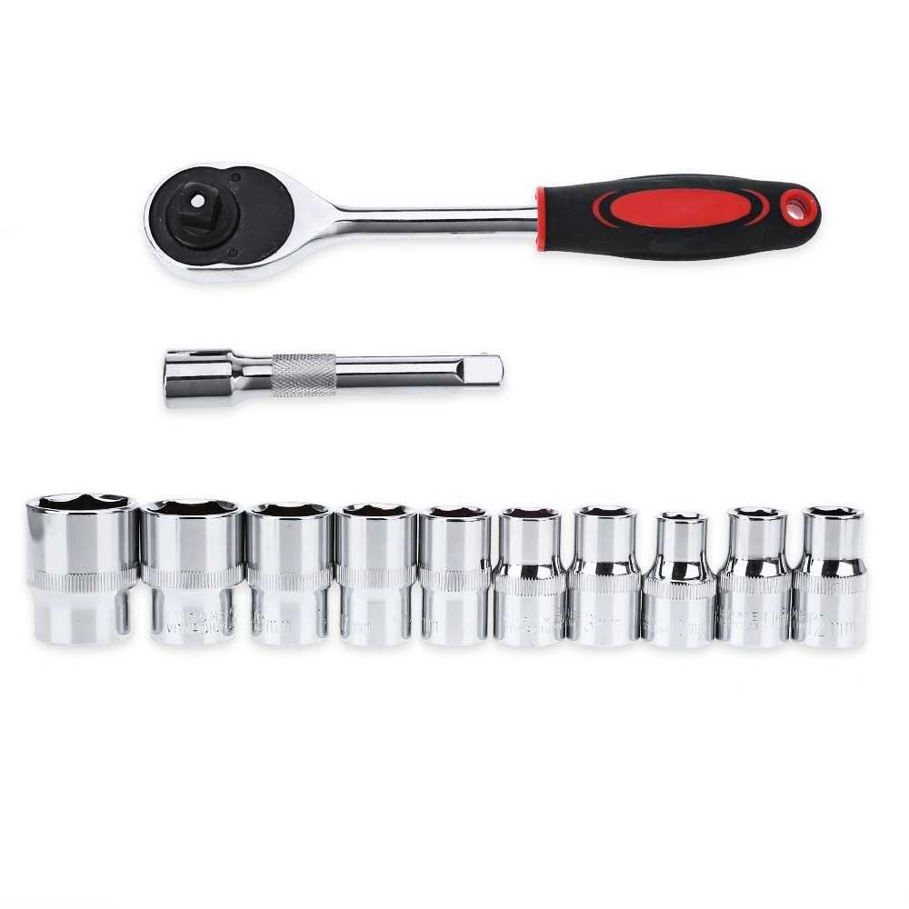 (BISA COD) DDSKY Kunci Pas CR-V Drive Socket Wrench Set 1/4 Handle 12 PCS