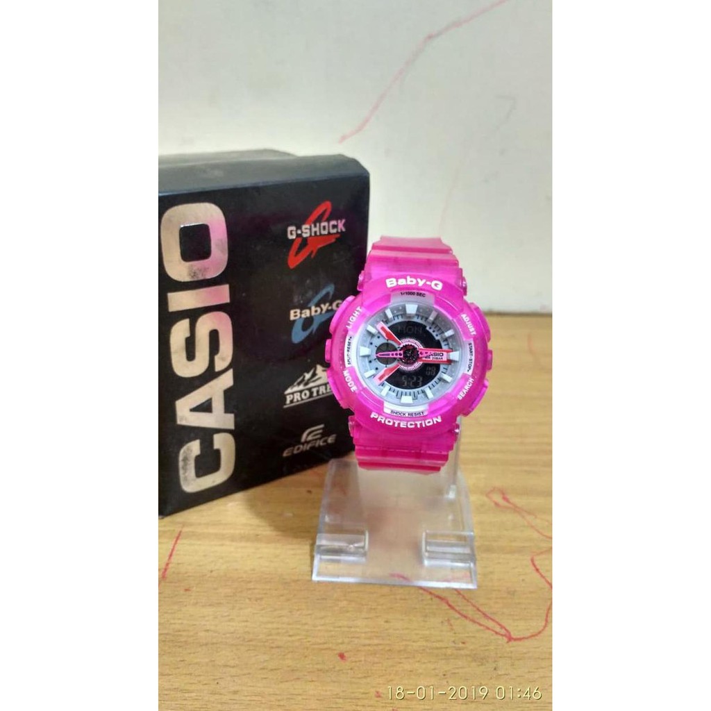 HOT New Jam Tangan Sporty Wanita . Anak Bga-110 Pink Transparan