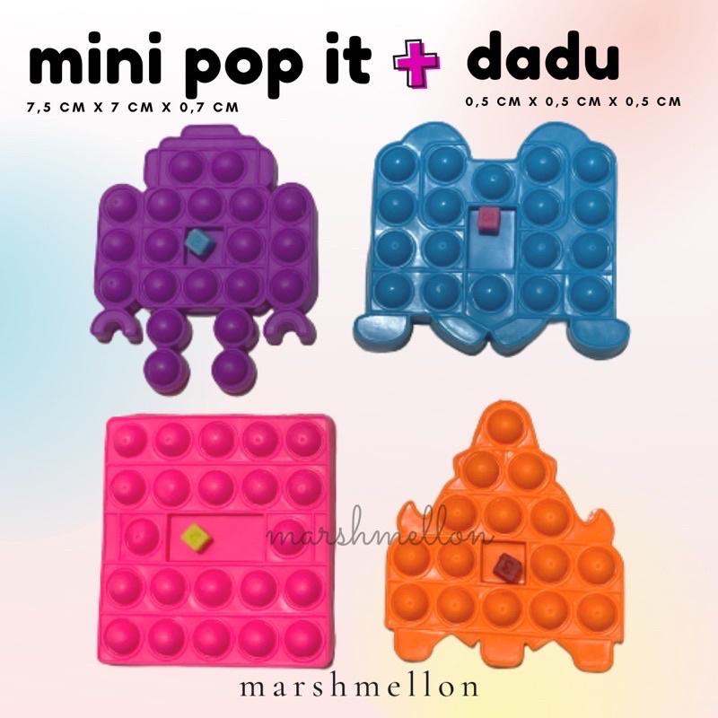 Gantungan Kunci Pop It & Gelang Pop It Pastel Rainbow | Pop It Gurita | Princess Key Chain (Snow White Cinderella Aurora Belle) | Pop It Warna Lilac Pink Tosca Fidget Key Chain Macaron-Mini Random + Dadu