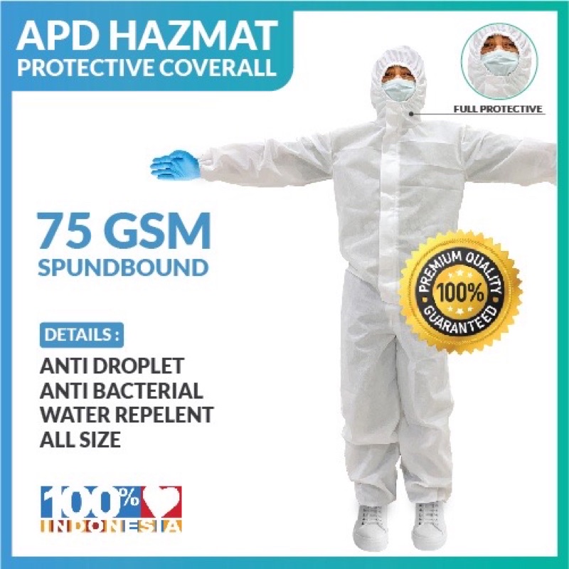 Baju Medis | Baju APD Hazmat Bahan Spunbond 75gsm ASLI Standard Rumah Sakit APD Gown Waterproof Medi