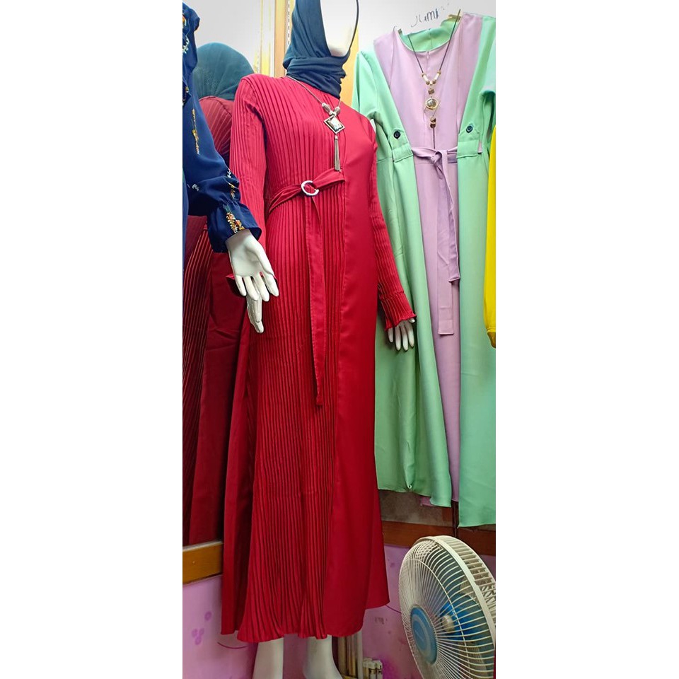 Gamis plisket Ori Queen bahan Turkey premium import