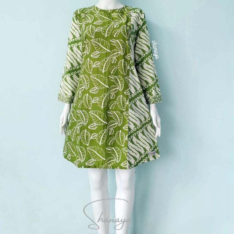 Terbagus.. Shanaya Batik Tunik Mazaya Hijau Batik Cap Garutan