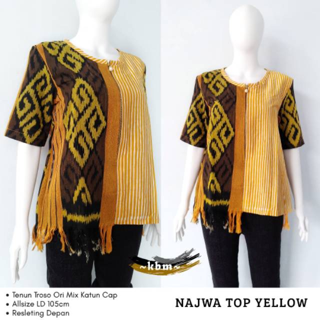 Najwa top yellow ori tenun toso