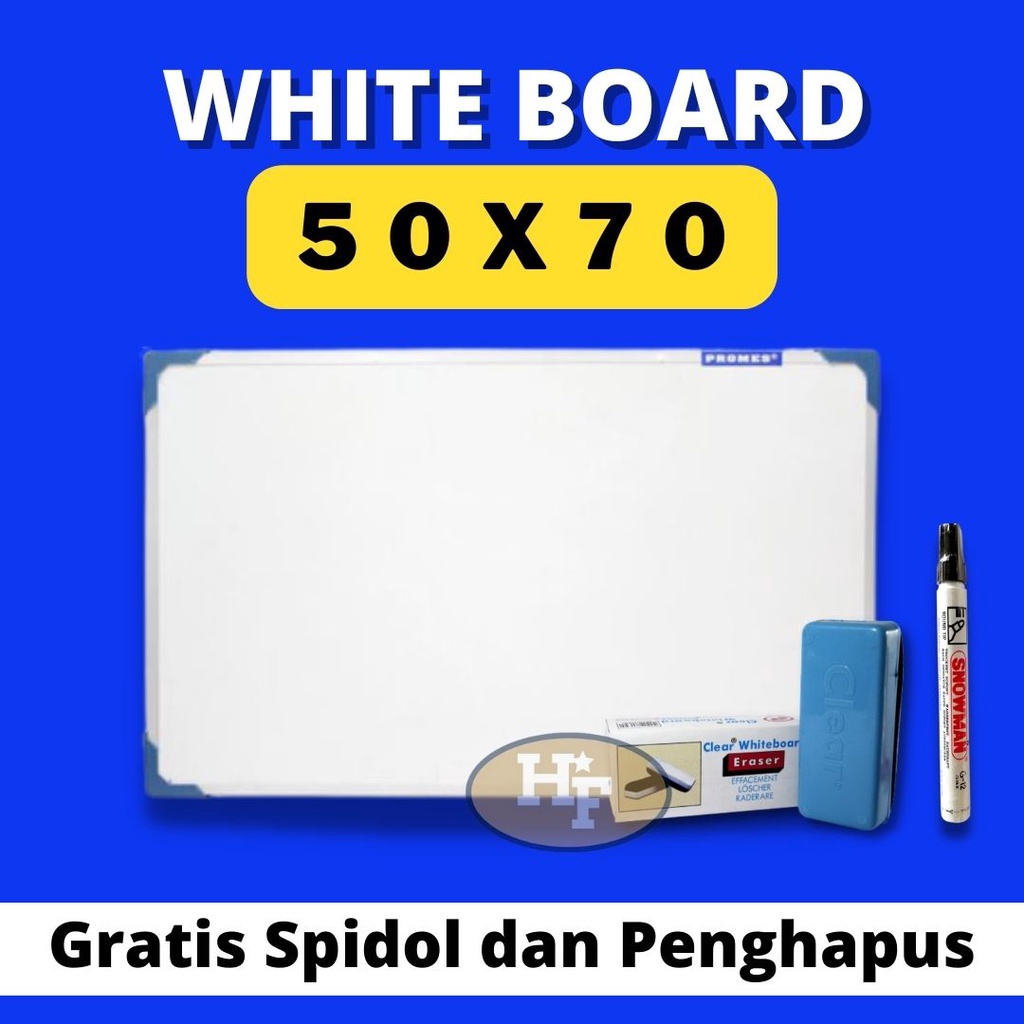 (50 x 70) Papan Tulis White Board / White Board / Papan Tulis / Papan Tulis White Board Anak / White