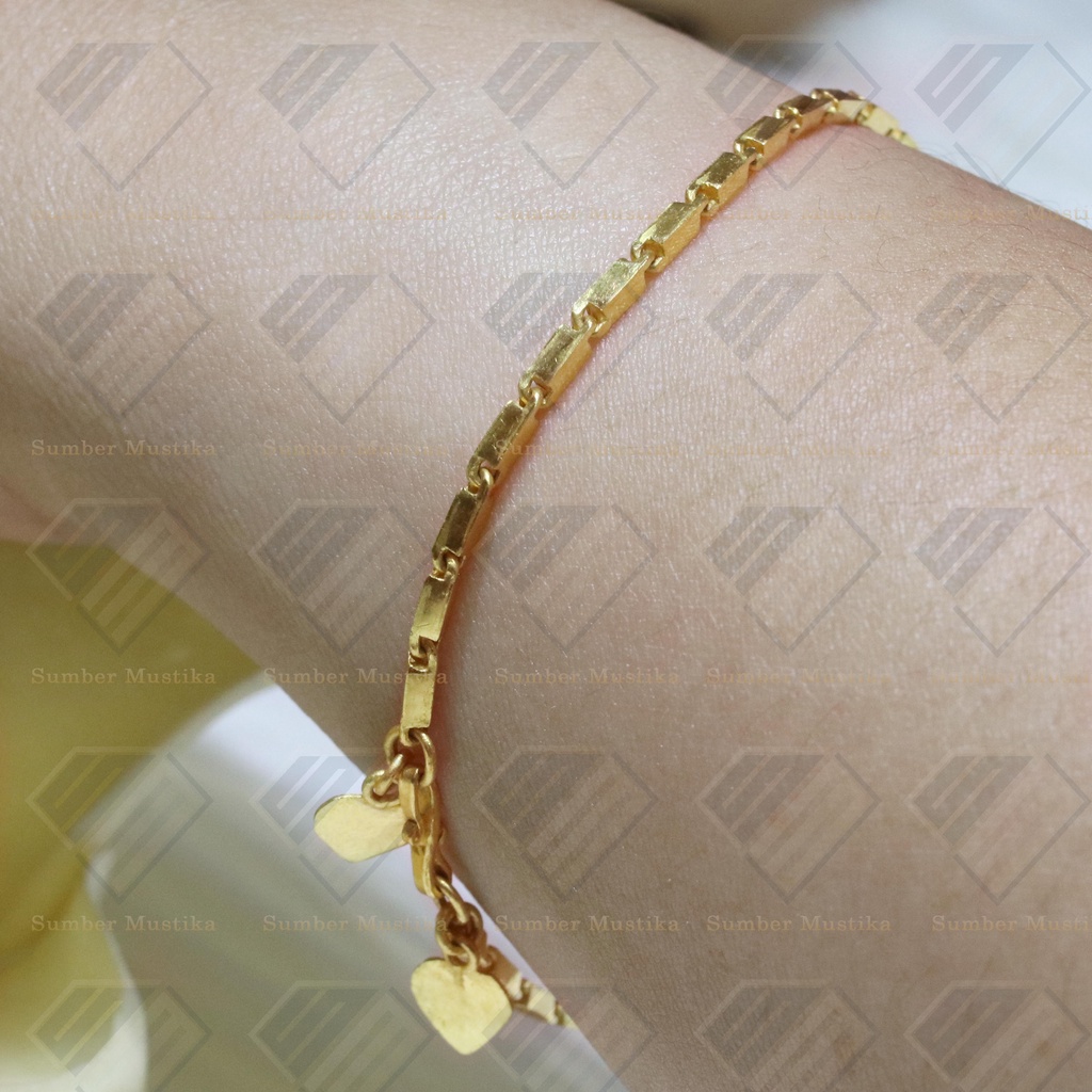 Gelang Tangan Rante Model Balok Mini Emas 24 Karat