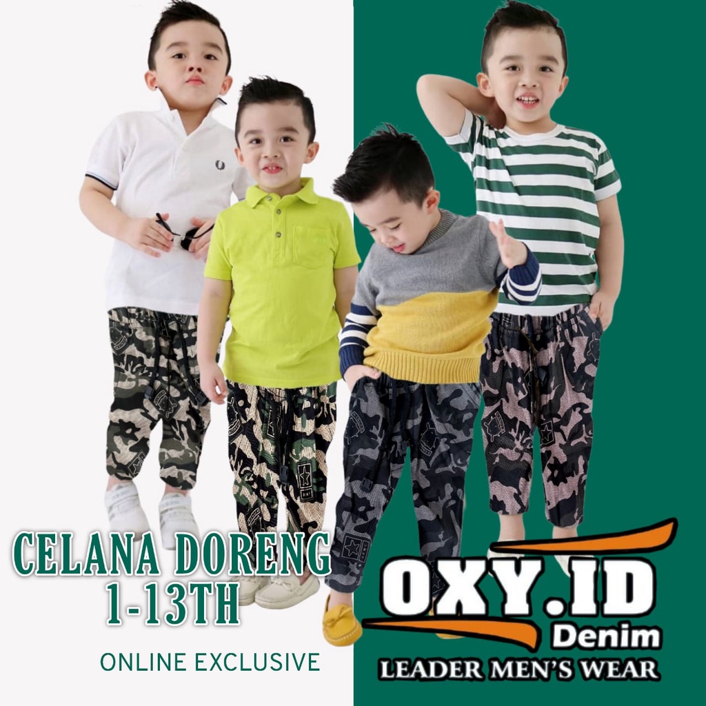 Celana anak panjang celana anak motif doreng unisex cowo cewe usia 1-13th