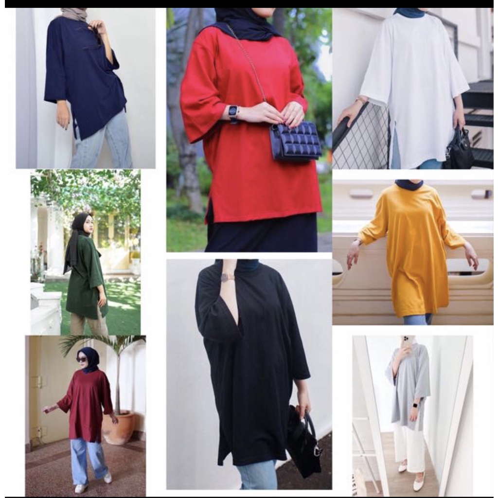 OVERSIZE HIJAB POLOS / KAOS POLOS OVERSIZE / OVERSIZE WANITA BASIC